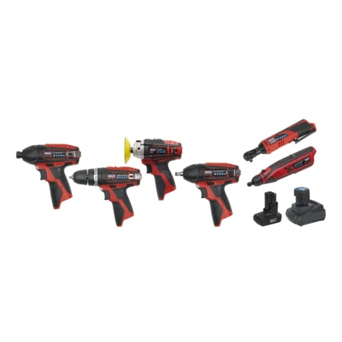 Sealey CP1200COMBO2 SV12 Series 6 X 12V Cordless Power Tool Combo Kit 1 Sealey CP1200COMBO2 SV12 Series 6 X 12V Cordless Power Tool Combo Kit