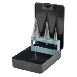 Sealey AK4746 HSS 4341 Step Drill Bit Set 3pc Double Flute