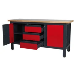 Sealey AP1905C Workstation With 3 Drawers & 2 Cupboards -Home Tools And Supplies Store ap1905c fully open pic2