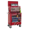 Sealey APCOMBOBBTK55 Topchest & Rollcab Combination 10 Drawer With Ball Bearing Slides - Red & 147pc Tool Kit