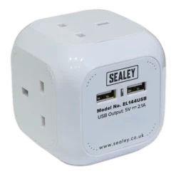 Sealey EL144USB Extension Cable Cube 1.4m 4 X 230V & 2 X USB Sockets - White -Home Tools And Supplies Store el144usb