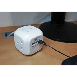 Sealey EL144USB Extension Cable Cube 1.4m 4 X 230V & 2 X USB Sockets - White -Home Tools And Supplies Store el144usb act on desk dfc29699