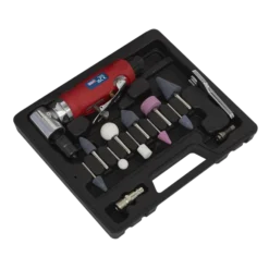Sealey GSA675 Air Die Grinder 90° Angle Kit 15pc -Home Tools And Supplies Store gsa675 no lid dfc0998040