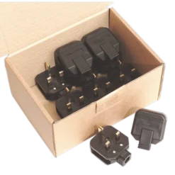 Sealey PL/13/3 Black 13A Heavy-Duty Plug Pack Of 10