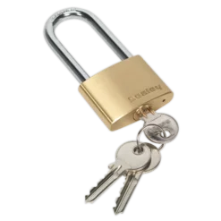 Sealey PL102L Brass Body Padlock Long Shackle 50mm