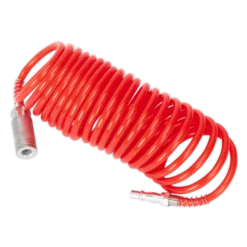 Sealey SA305 PE Coiled Air Hose 5m X Ø5mm With Couplings