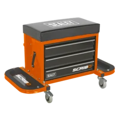 Sealey SCR18O Mechanic's Utility Seat & Toolbox - Orange