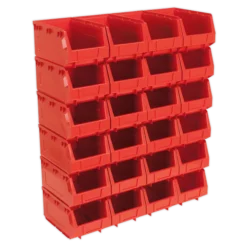Sealey TPS324R Plastic Storage Bin 150 X 240 X 130mm - Red Pack Of 24